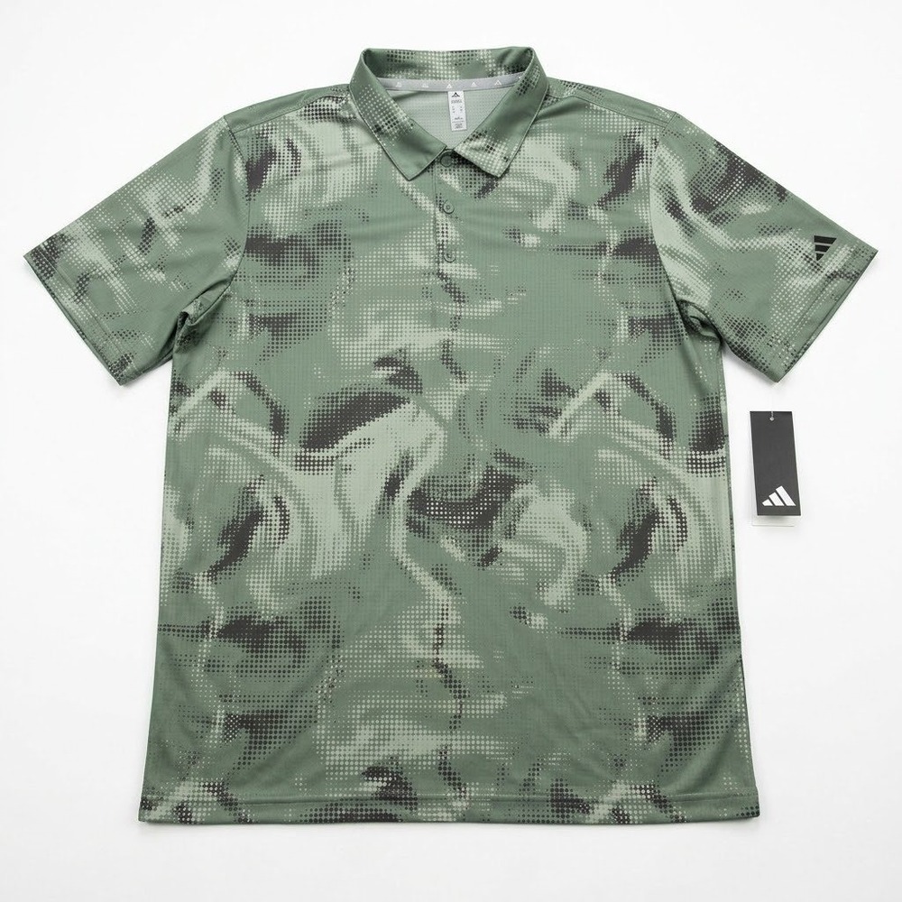NWT Adidas L Ultimate365 Mesh AOP Polo WNDR Silver Green Camo Golf ADVR0971